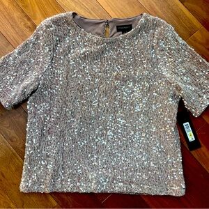 Donna Karan sequin top, size M, mink/clear sequins